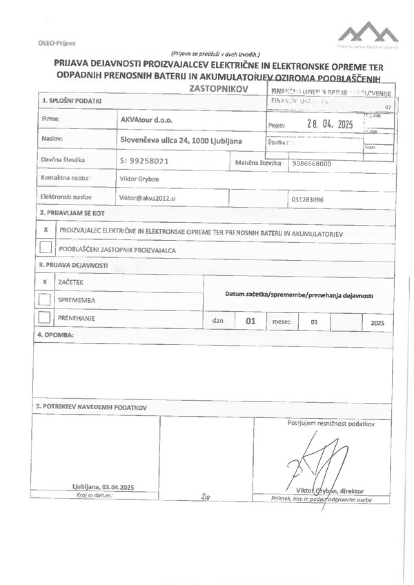 Registrazione dell'attività del produttore