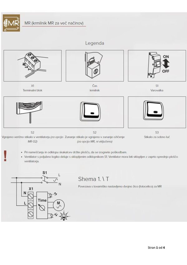 Manuale d'uso centralina MR